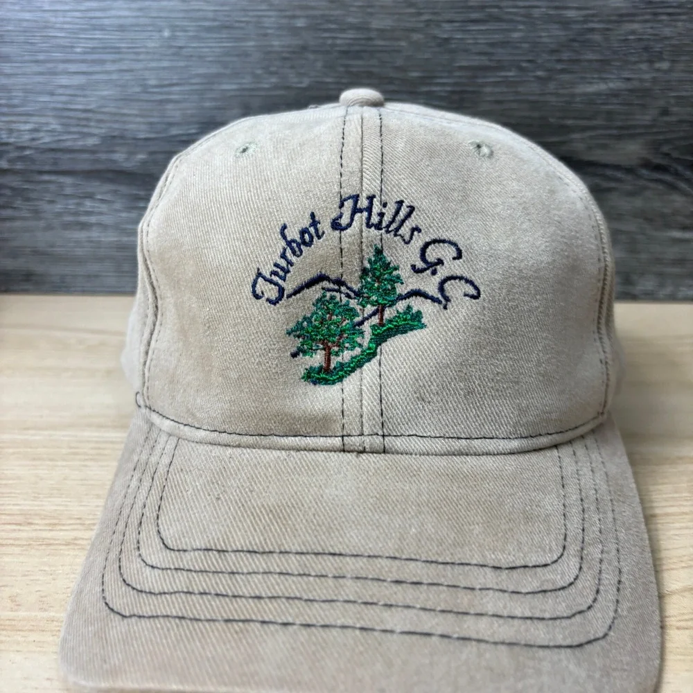 Turbot Hills Golf Hat Cap‎ Strap Back Brown Adjustable